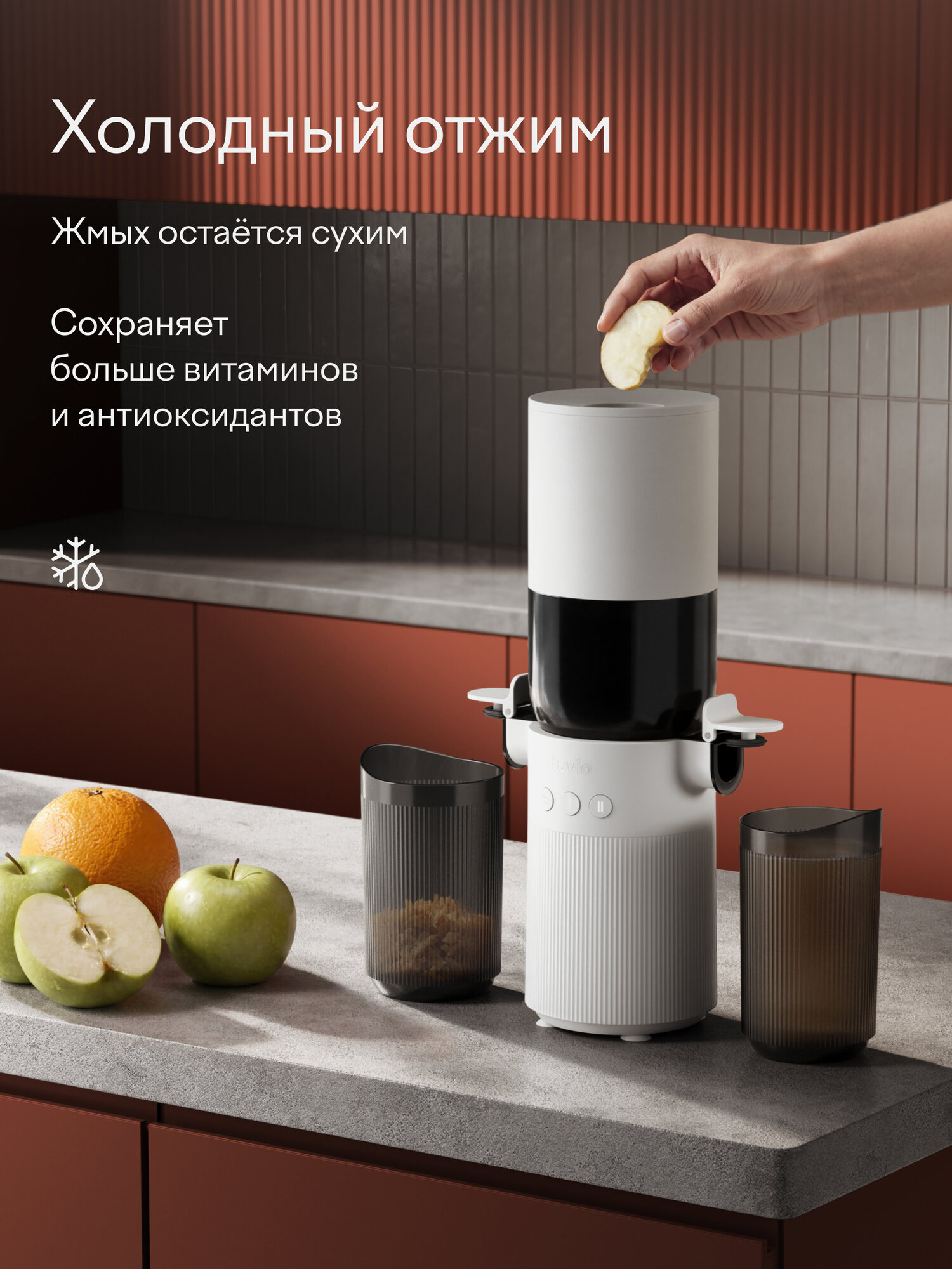 Соковыжималка шнековая 450Вт Tuvio Semble TJ07PM, цвет: белый — фото 2