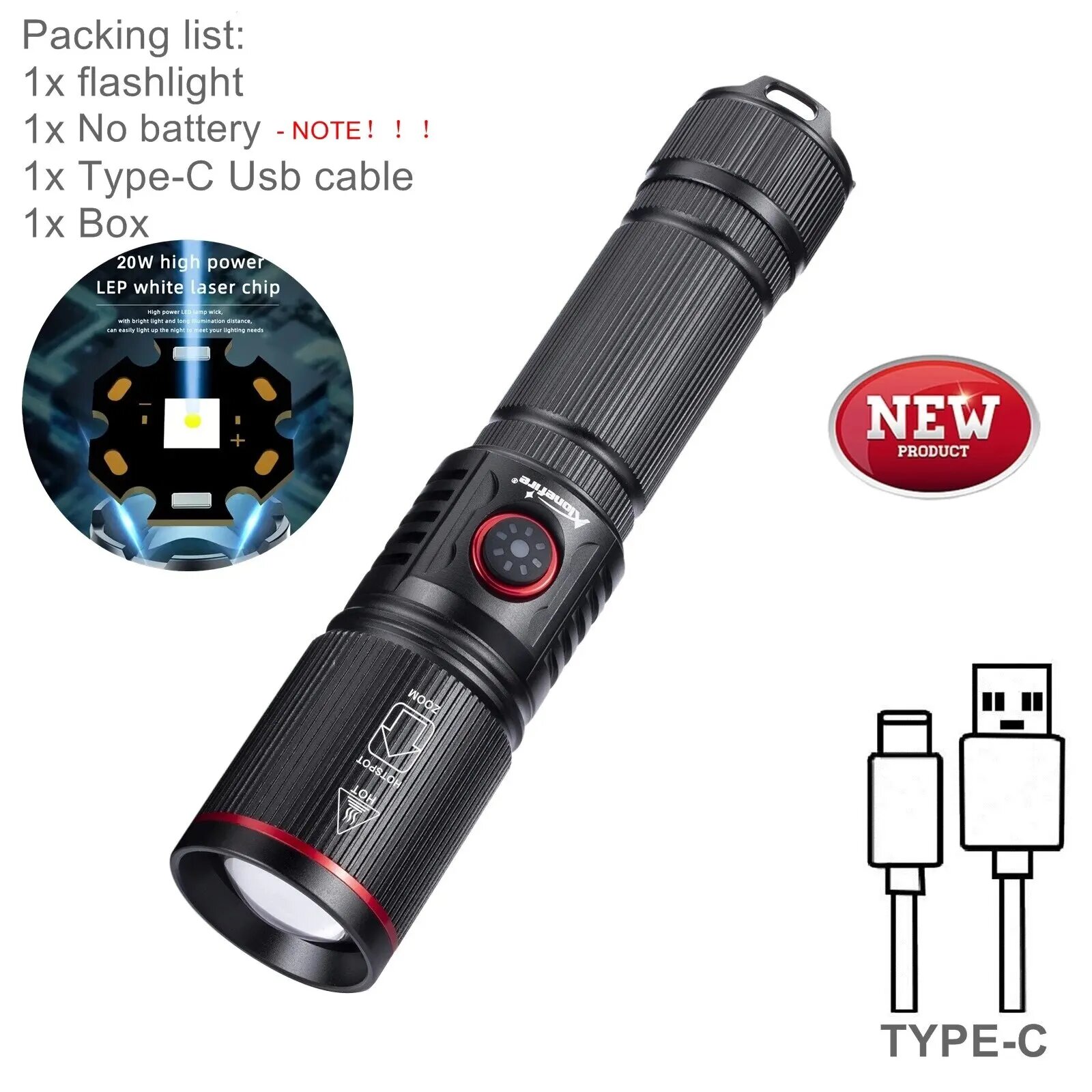 AloneFire SV96 фонарь USB-C, без аккумулятора