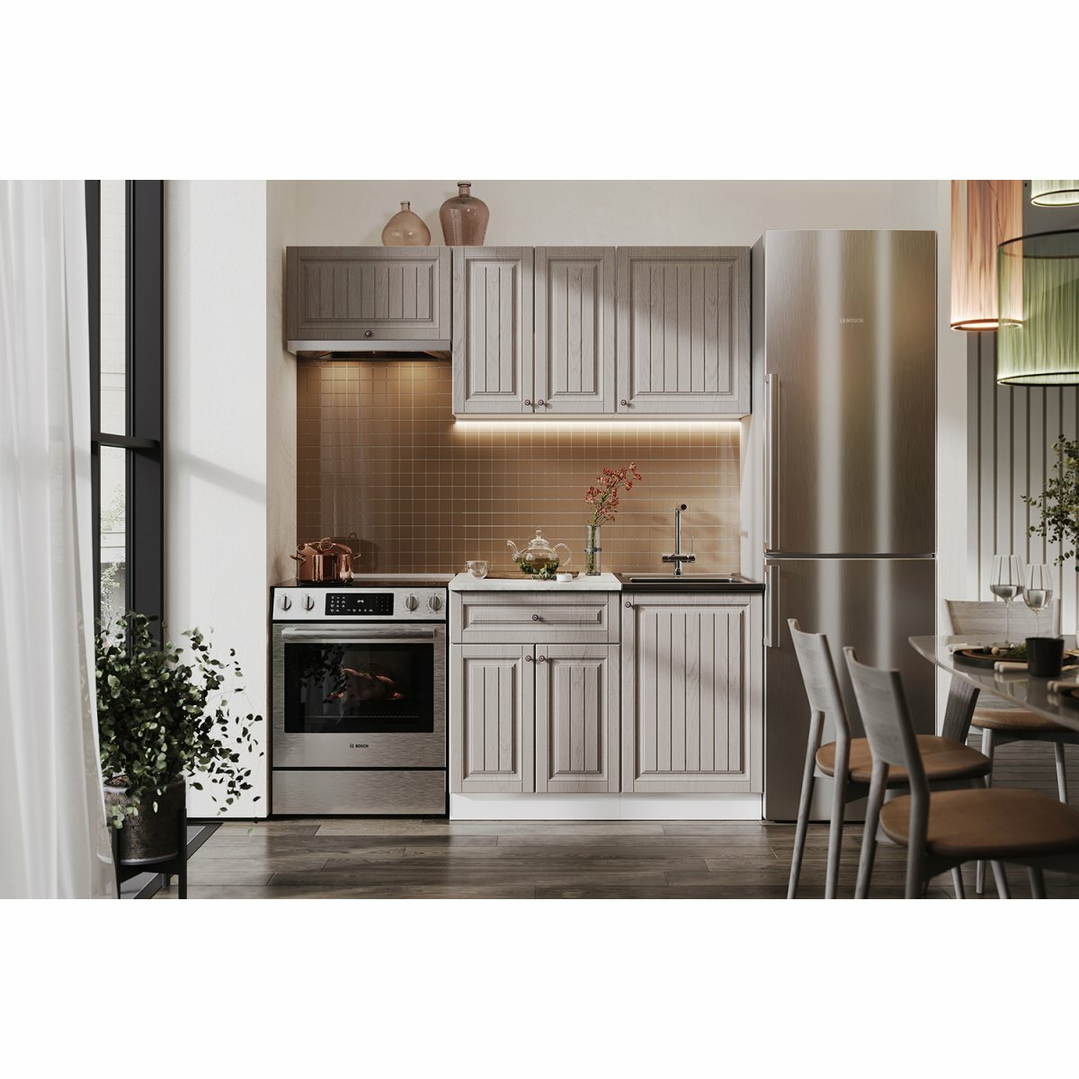 Кухня Хозяюшка 170х60х220 см Мускат