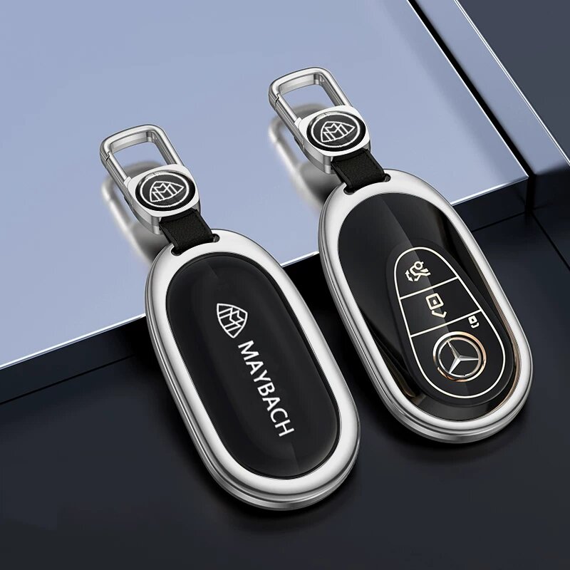 Ключевой чехол Mercedes-Maybach S-Class в цвете Аурора Силвер с автомобильной эмблемой, алюминиевый корпус для GLS480