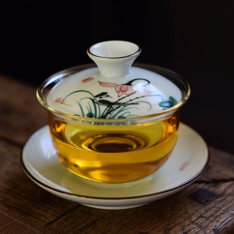 Керамический чайный набор Orchid 200 мл без отверстий, одиночный экземпляр, природный цветочный узор