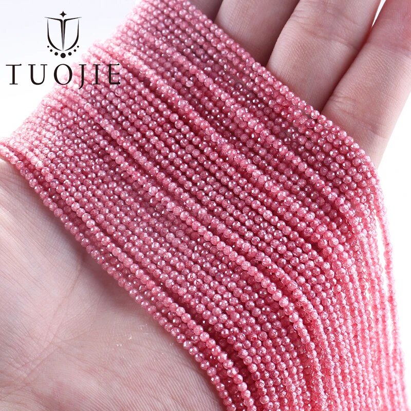 Красные граненые бусины из кубического циркония 2 мм 2mm(175pcs), 61watermelon red