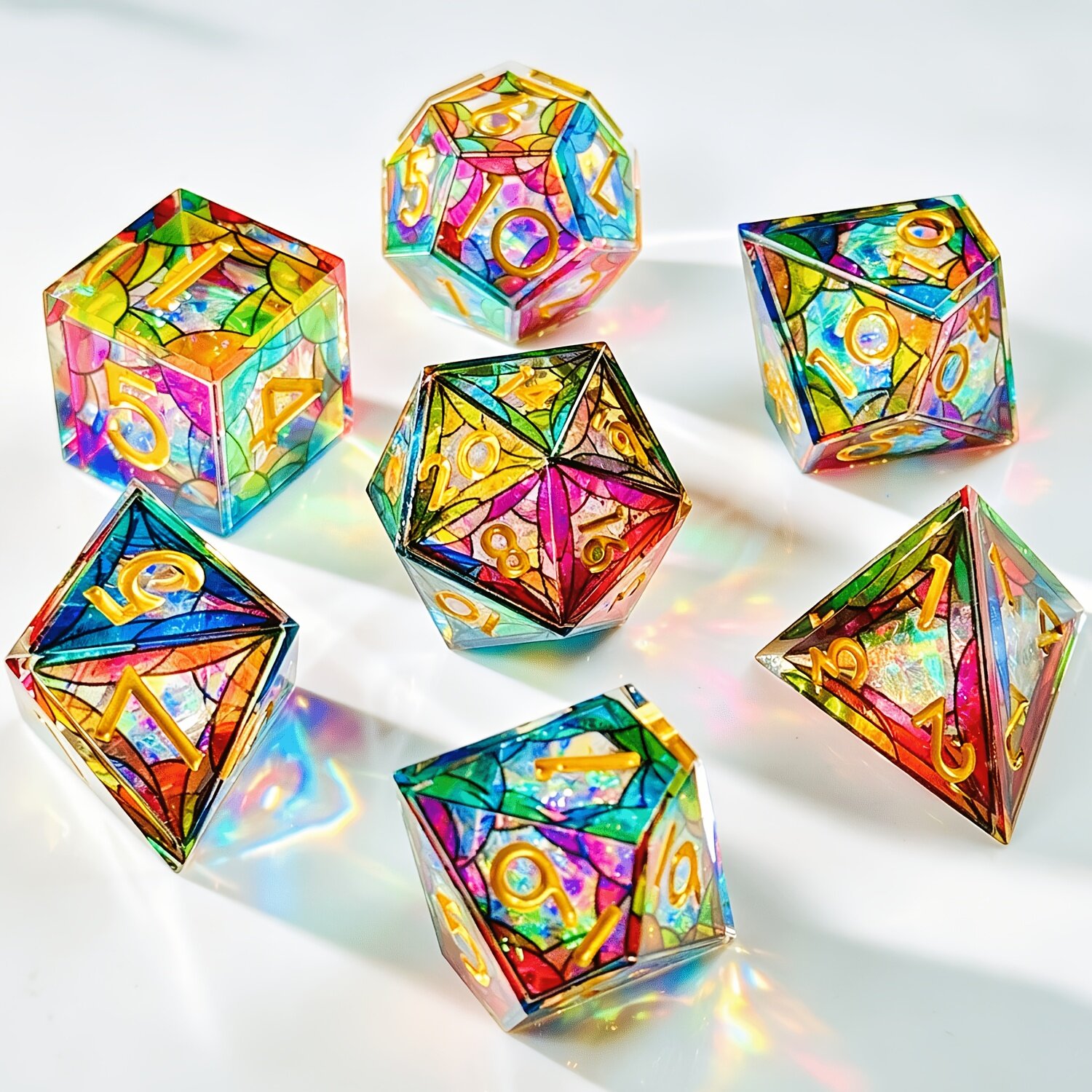Набор полиэдральных игральных костей из смолы D20 D12 D10 D100 D8 D6 D4, модель H-85, многоцветные, для настольных ролевых игр