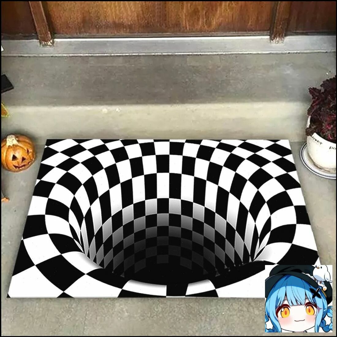 Коврик входной с 3D-иллюзией канализационного люка для Хэллоуина, 50x80 см, нескользящий, для дома и улицы