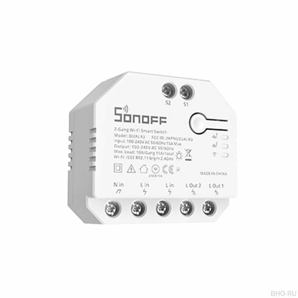 Двойной релейный Wi-Fi умный выключатель SONOFF DUALR3 для штор с измерением мощности, Voice/APP удалённым контролем, двухпроводным DIY модулем для света, жалюзей и рольставен