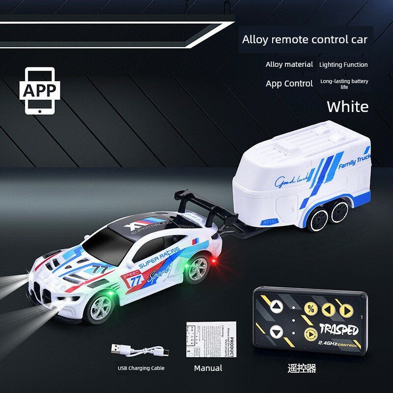 Белый BMW масштаб 1:64 Bluetooth RC Автомобиль с Светодиодными Фарами, Аллюминиевым Корпусом, Включает Грузовой