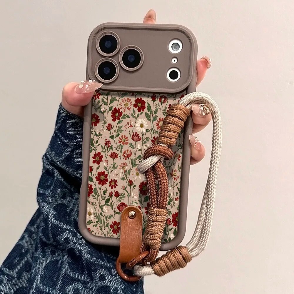 Чехол для телефона с ремешком на запястье и шнурком для iPhone 17 Айфон 15 Про Макс, CoffeePK-Hua034