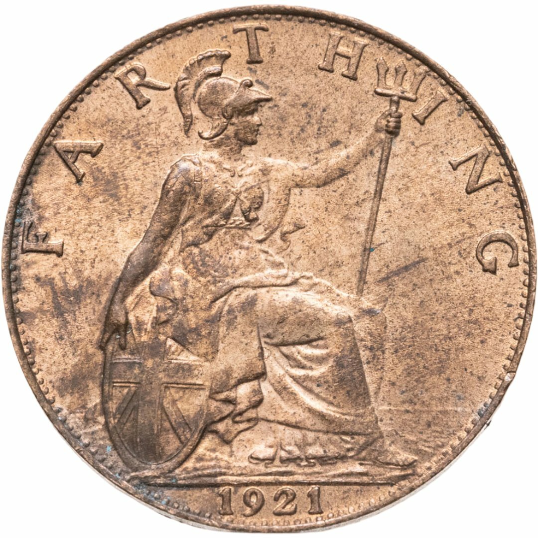 Великобритания 1 фартинг farthing 1921, Бронза, в сохранности AU