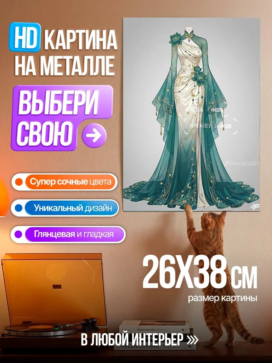 Картина на HD металле Элегантное платье фэнтези