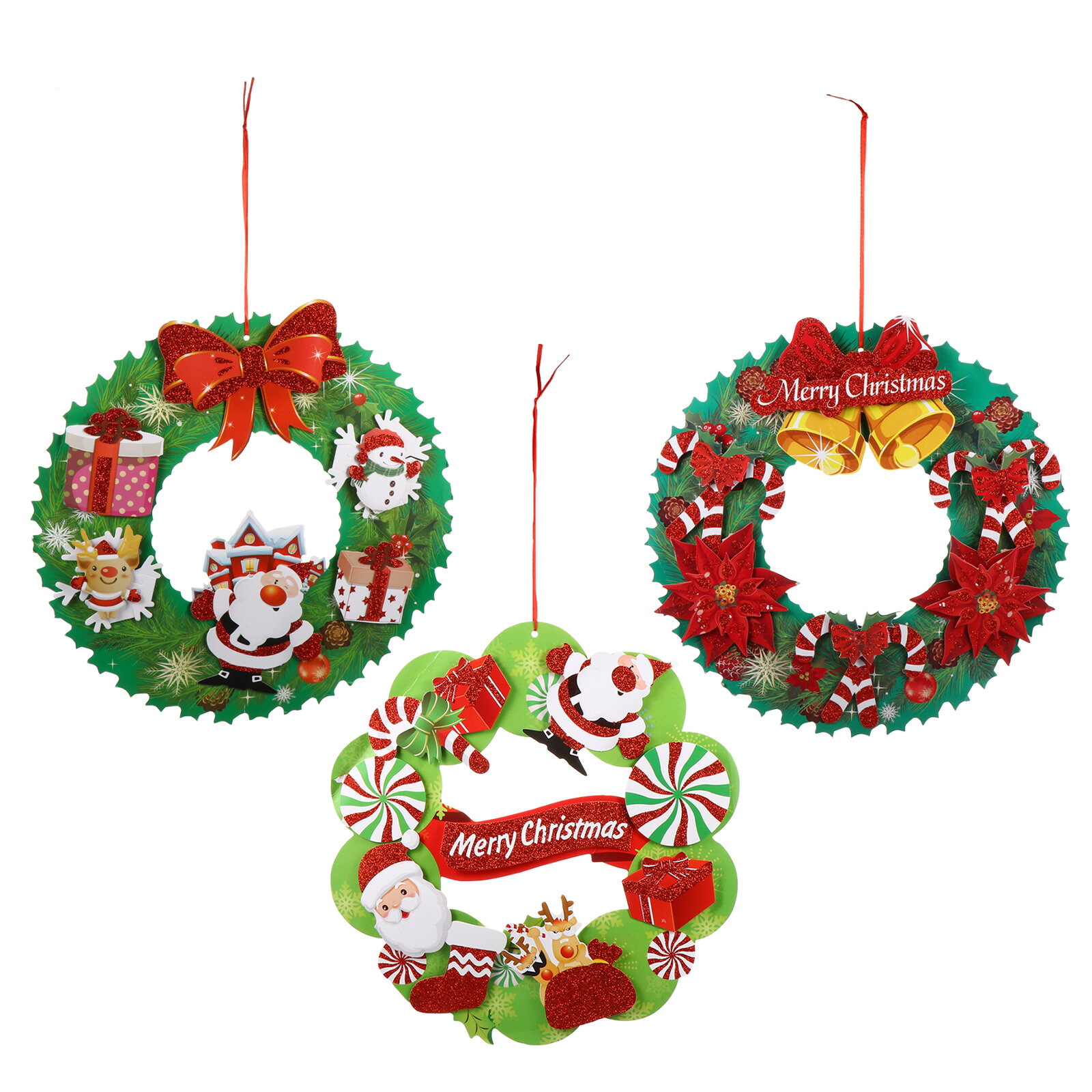 3 Штуки Венок Для Украшения Дома В Стиле Christmas Размер 35.00X35.00X0.20Cm