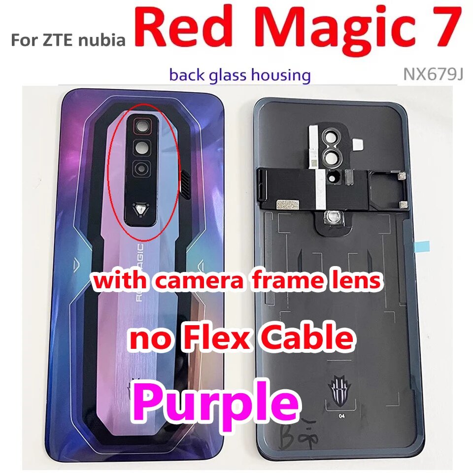 Лучшая Задняя стеклянная крышка батарейного отсека AAA + для ZTE Nubia Red Magic 7 NX679J, задняя крышка телефона с гибким кабелем для объектива камеры