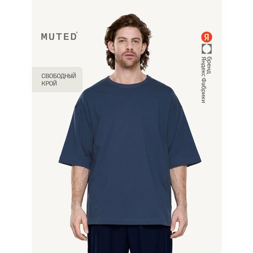 фото Футболка muted oversize, размер 2xs-xs, темно-синий