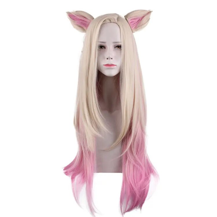 Косплей парик KDA Baddest Ahri розово-молочный