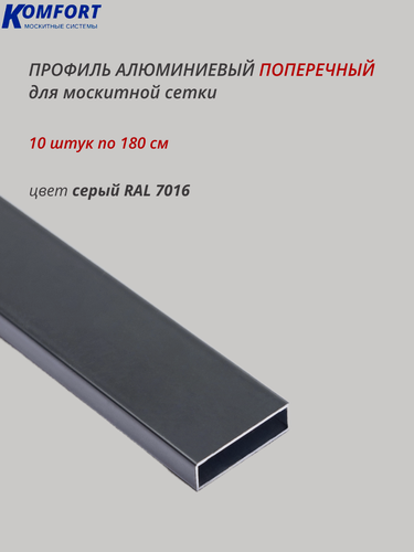 Изображение товара Профиль для москитной сетки поперечный алюминиевый серый 1,8 м 10 шт