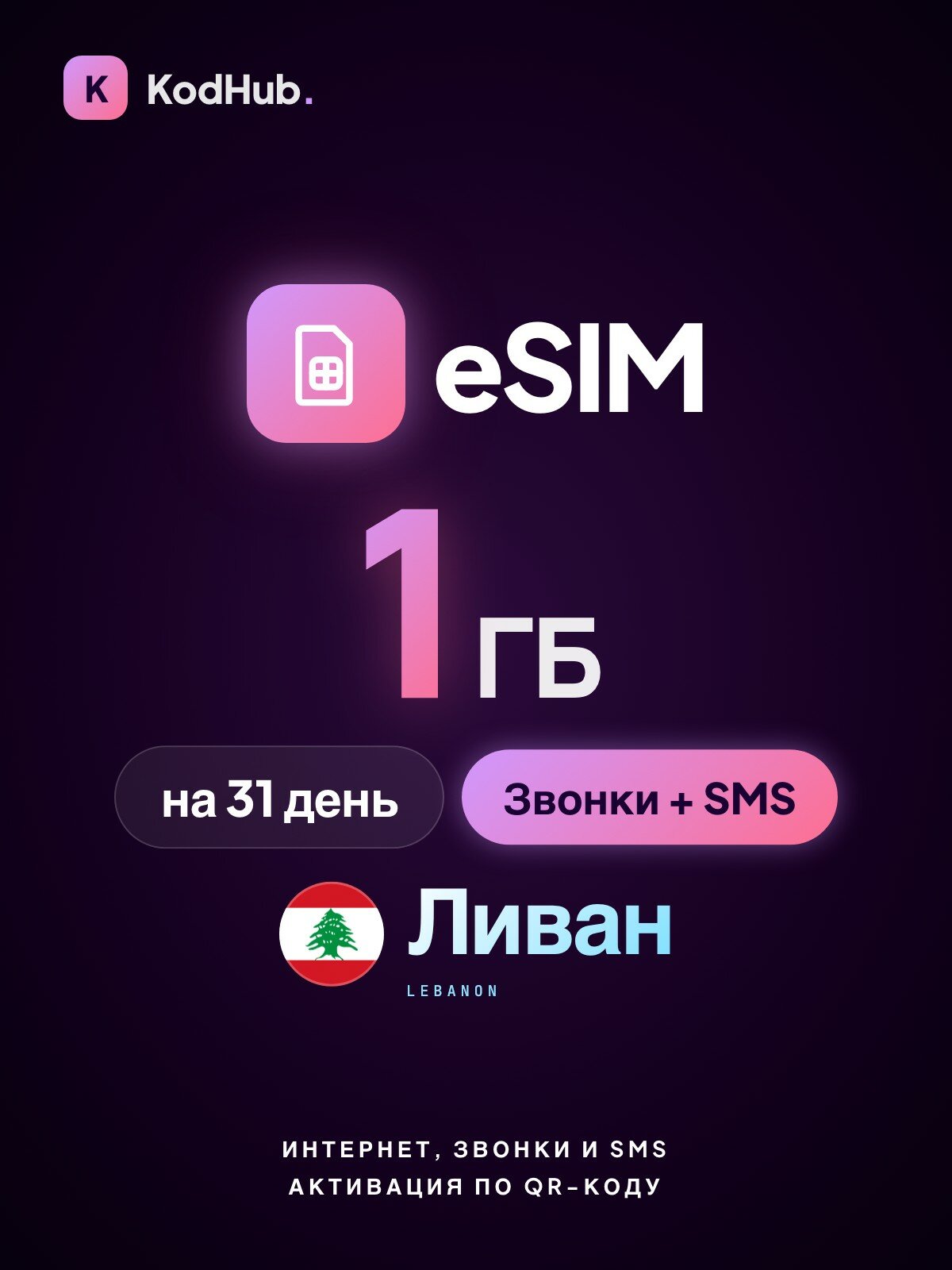 Туристическая eSIM Ливан 1 ГБ + звонки + SMS на 31 день | связь в поездке без роуминга