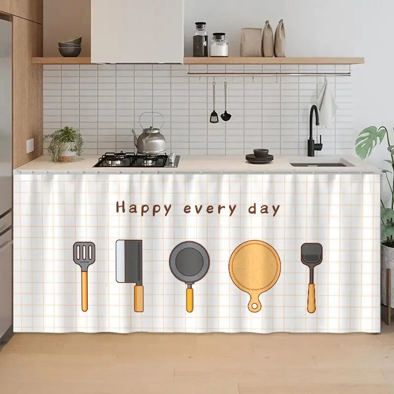 Полузанавески для шкафа INS из полиэстера и хлопка 140X100cm, Kitchen curtains s1