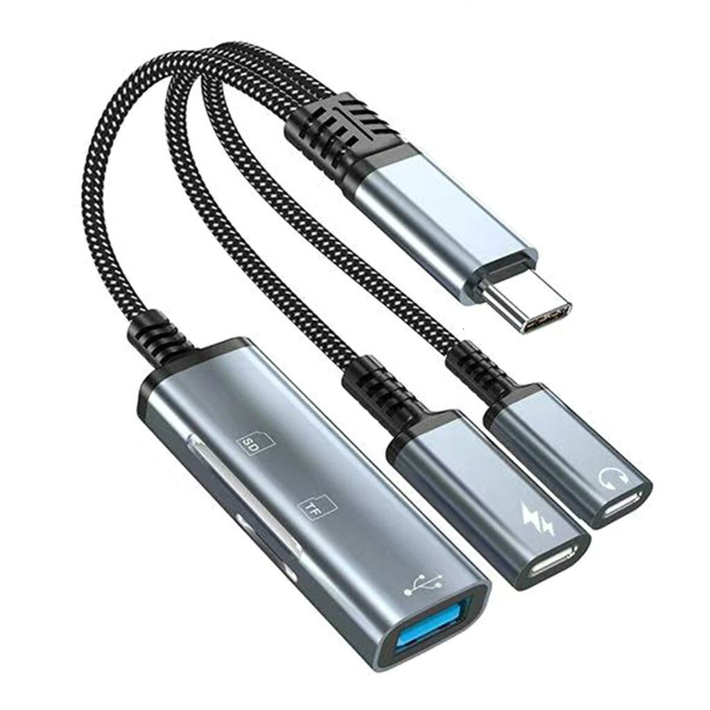 USB-C адаптер 5 функций для быстрой зарядки и синхронизации данных для iPhone 15/16