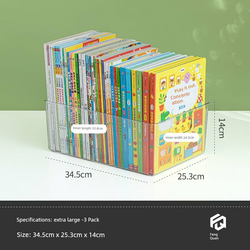 Прозрачная книжная полка Oxford Tree для детей, большая 2 комплекта, габариты 34,5x25,3x14 см