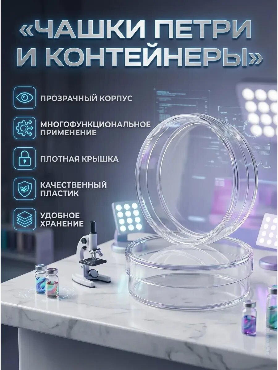 Стерильные чашки Петри с крышкой 35 мм, 10 шт.
