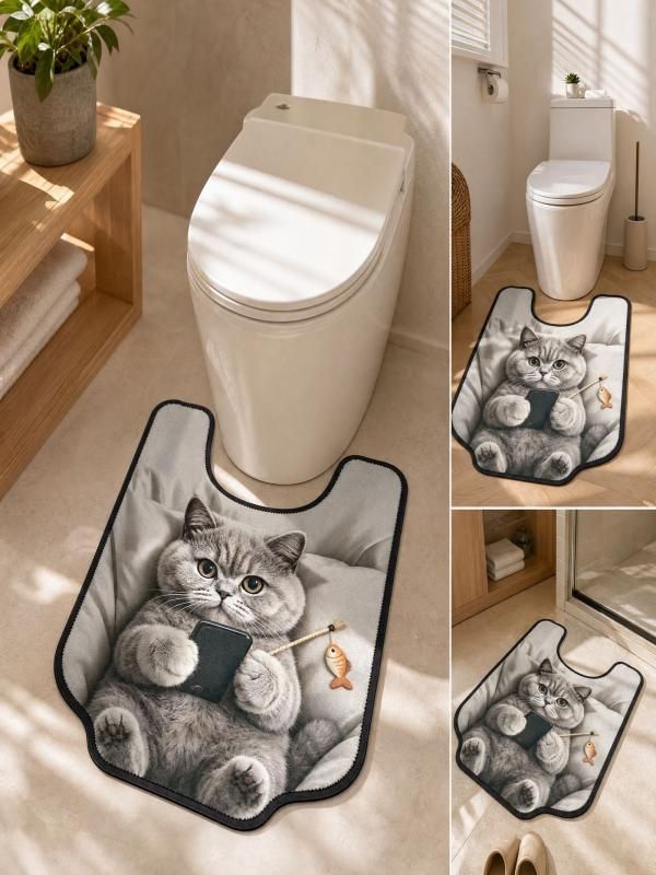 Коврик для туалета 50x60 см животные разноцветный
