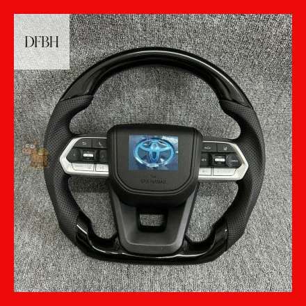 Руль Toyota LC300 GR Sport, кожаный, пианино черный, универсал