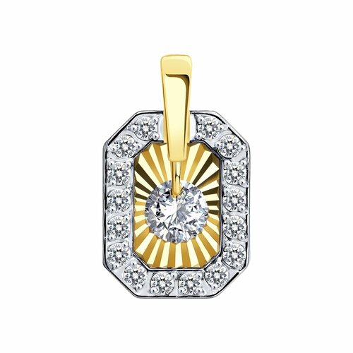 фото Подвеска diamant online, фианит, размер 1.6 см., прозрачный
