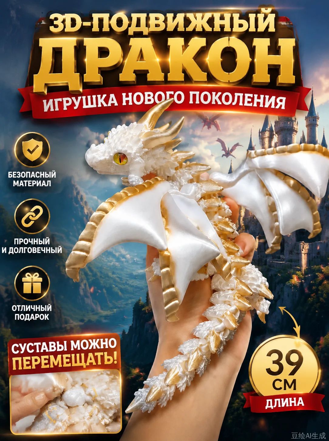 Дракон 3d подвижный; Очень реалистичный большой, дракон 3d подвижный,39 см; Очень реалистичный большой,