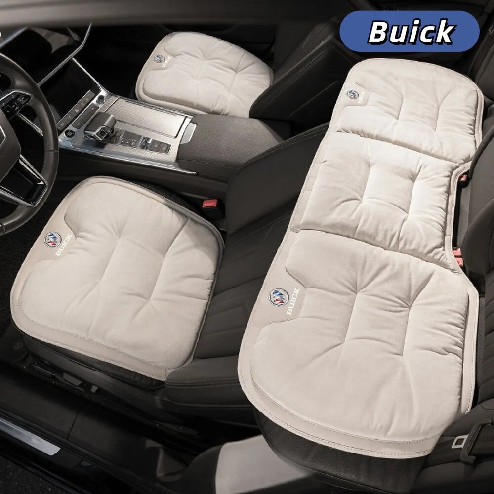 Подушка автомобильная на сиденье "Buick", бархат, 1 шт, белая, для передних и задних сидений