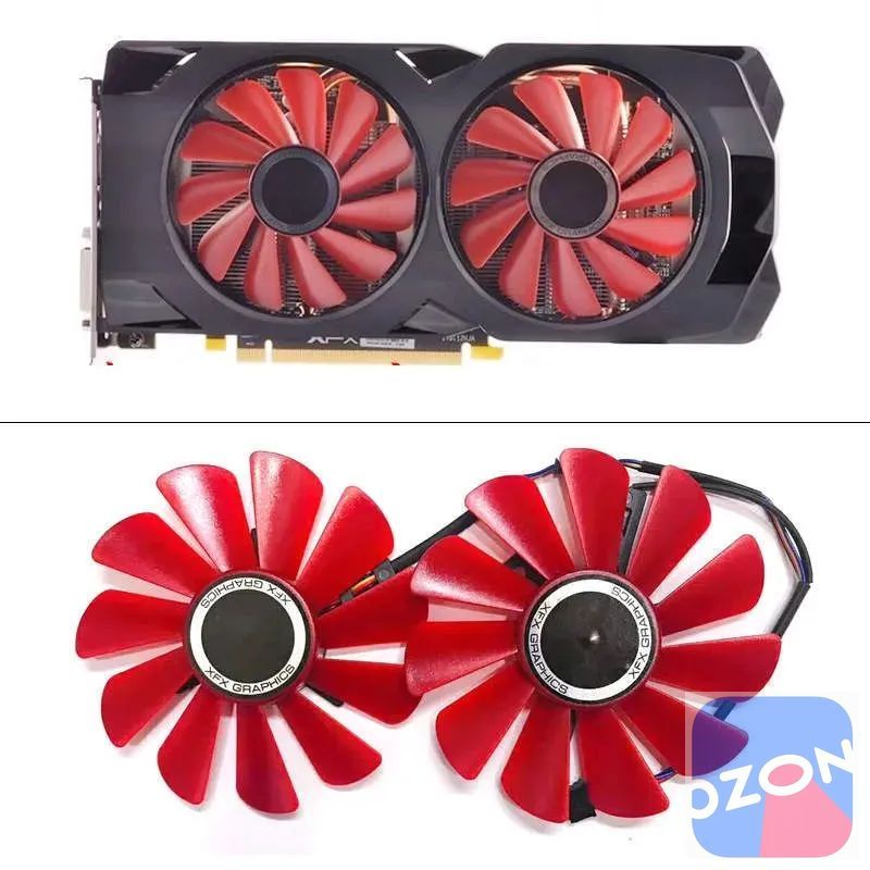 Вентиляторы для XFX 560, 570, 580 2048SP / 2 шт. 86 мм / охлаждающий, сменный кулер для видеокарты, артикул fdc10u12s9-c, fy09010h12lpb