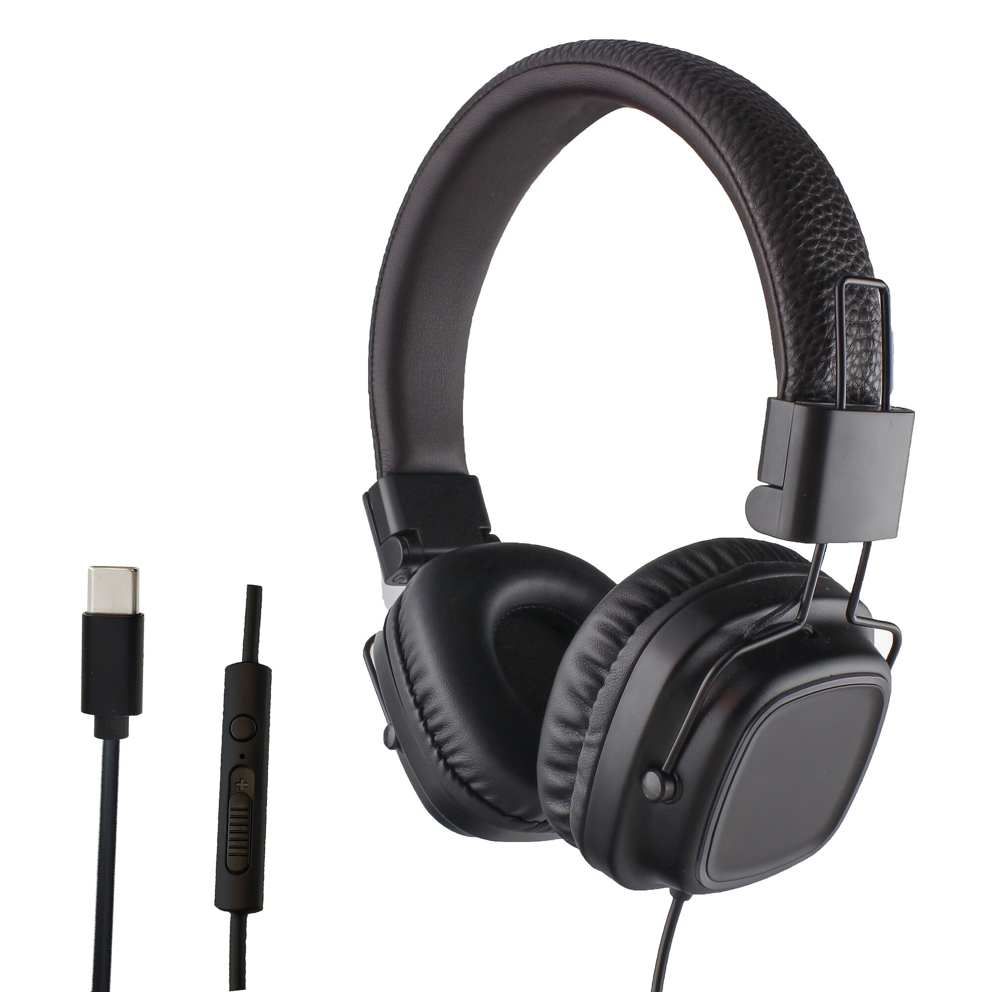 Проводные полноразмерные наушники с микрофоном и разъемом Type-C/USB-C для звонков и прослушивания музыки, черные