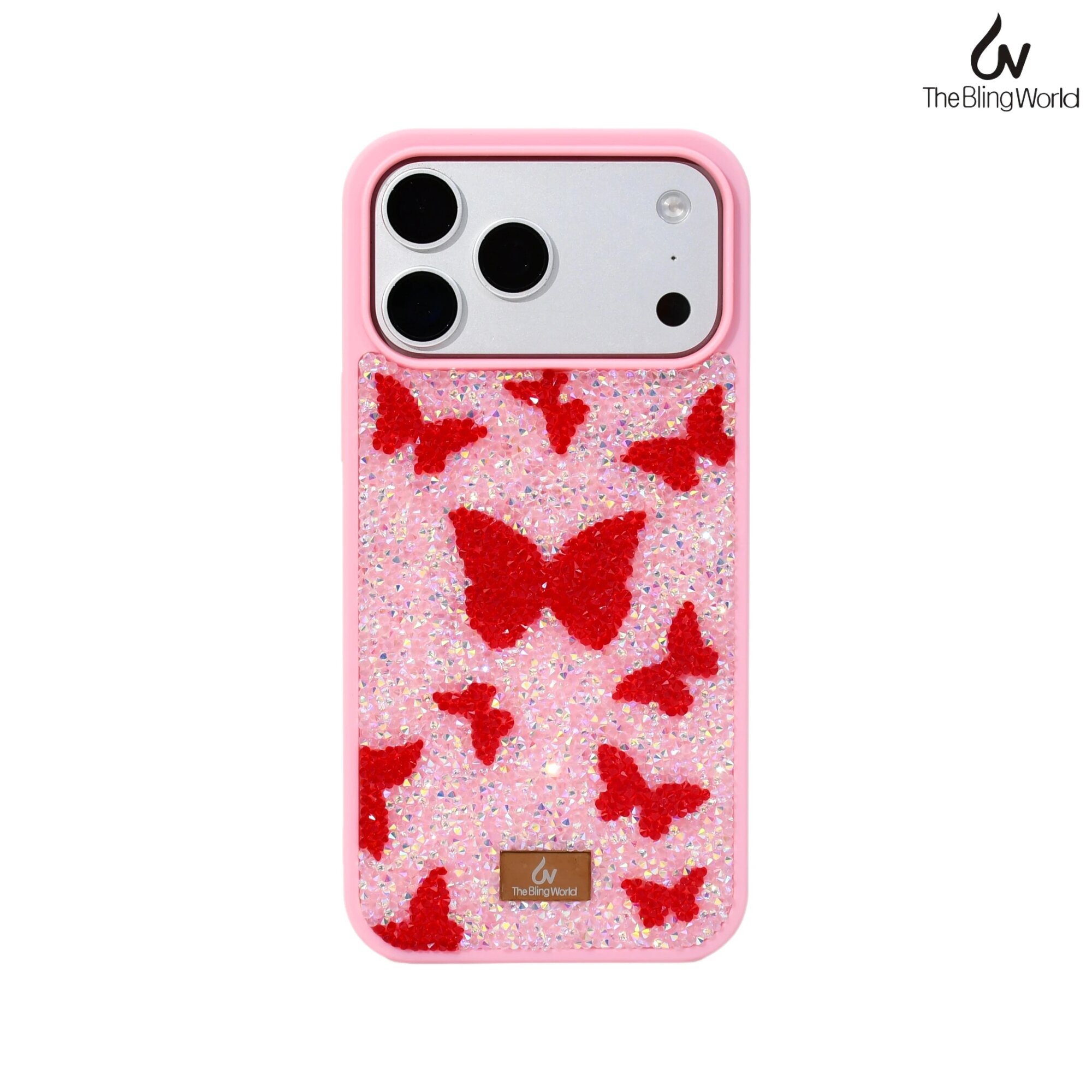 Фиолетовый чехол The Bling World с бабочками для iPhone 16 Pro Max