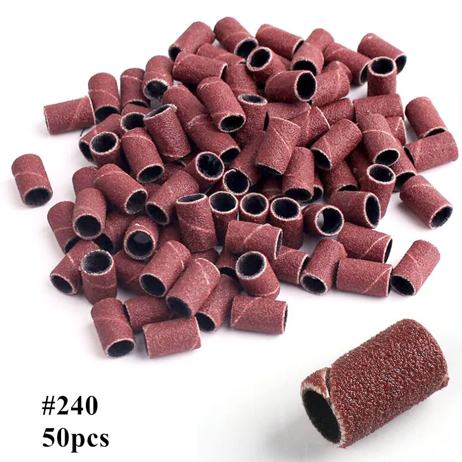 Профессиональные шлифовальные колпачки для маникюра 180/120/80 50pcs-240-brown
