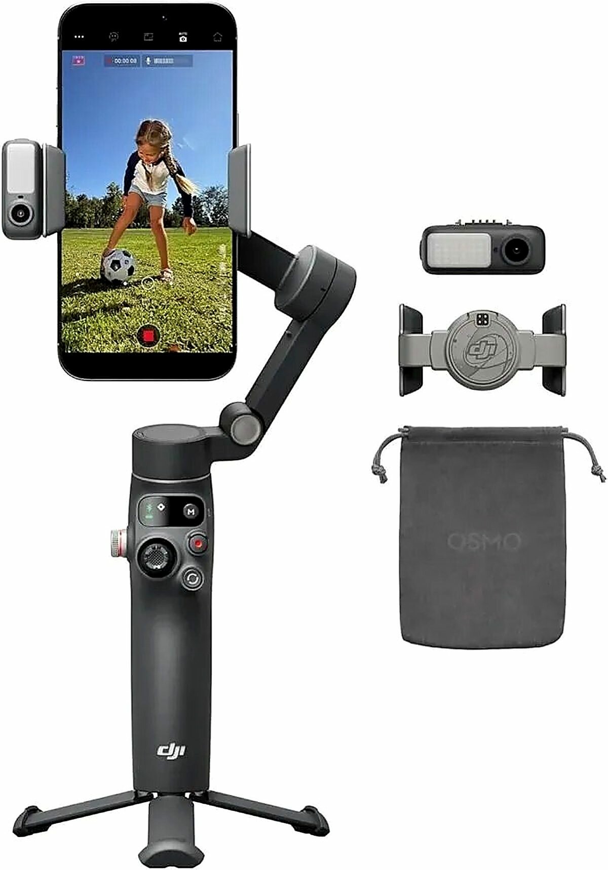 Стабилизатор для смартфона DJI Osmo Mobile 8 (стандартный комплект) с модулем слежения и LED-подсветкой