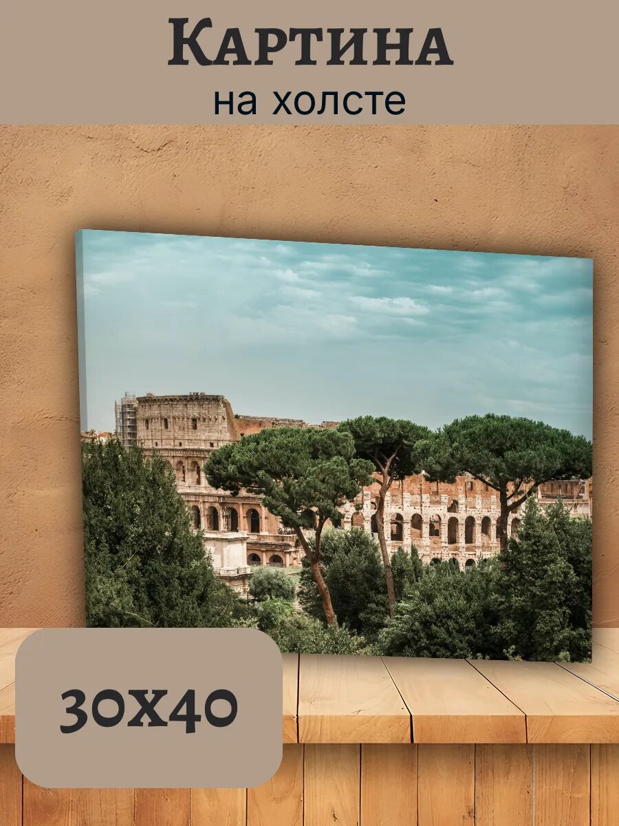 Картина Италия Italy 30x40 колизей Рим сосны