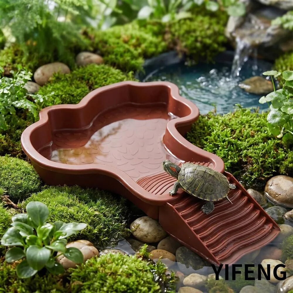 Кормушка для черепах водно-сухопутная с лестницей