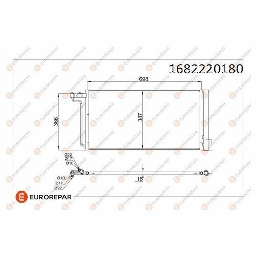 Радиатор кондиционера 678x378x16 FOCUS C-MAX 1.6 DURATECH 14- F1F1 19710 CB EUROREPAR 1682220180