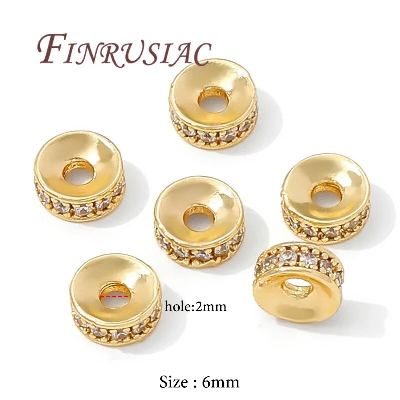 Разделители для бусин FINRUSIAC позолоченные из латуни 4 Pieces, Желтый, 18K Gold Plated