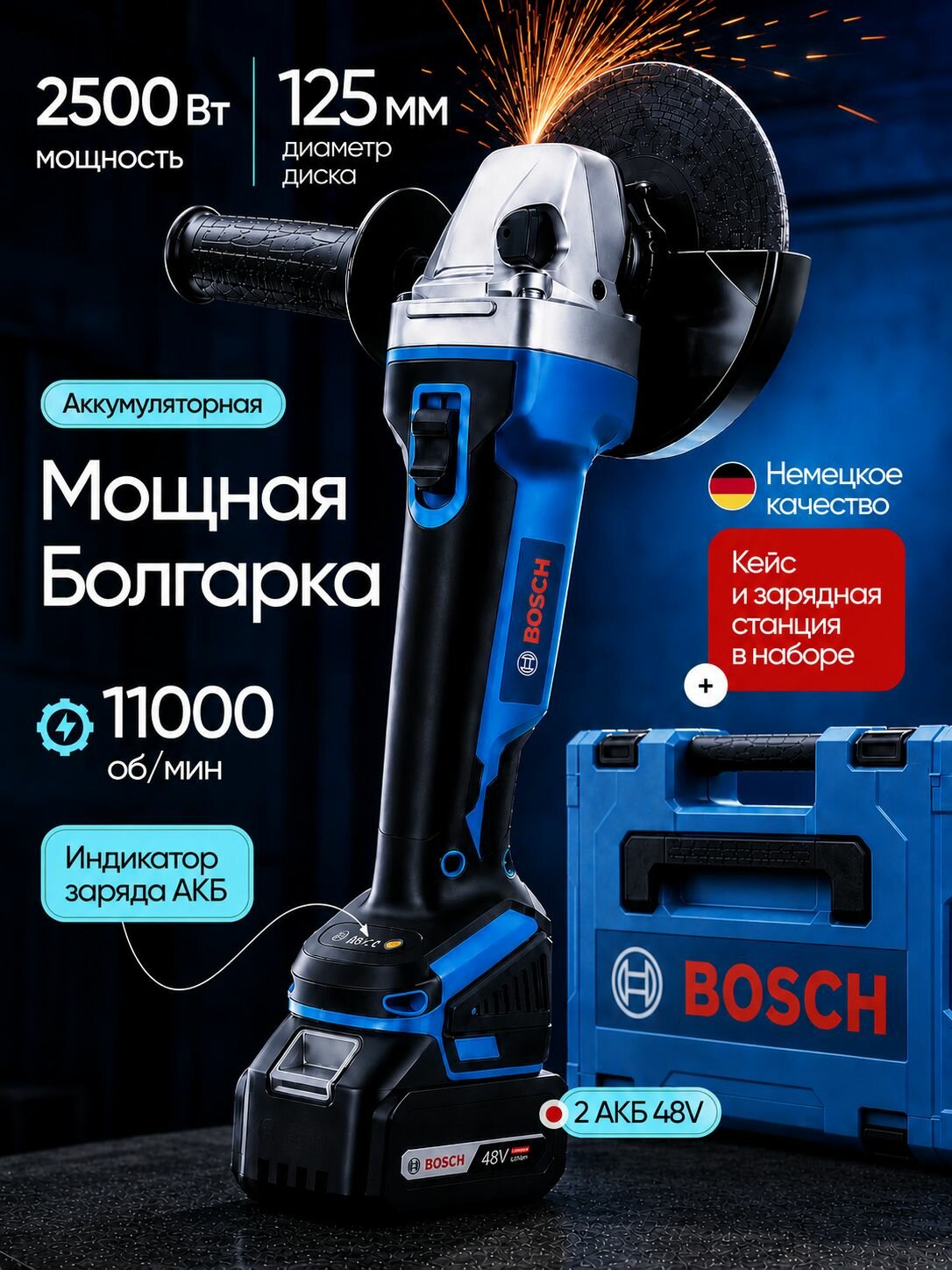 Болгарка аккумуляторная УШМ