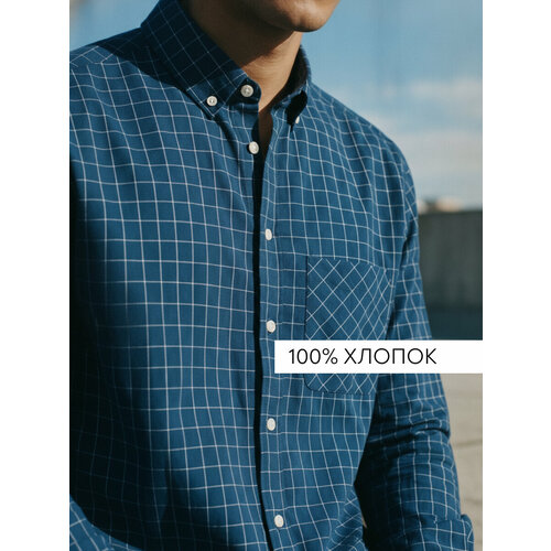 фото Рубашка u.m.w в клетку, размер xxl, синяя клетка