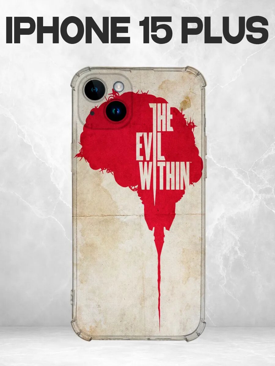 Чехол на iPhone 15 Plus the evil within арт красный