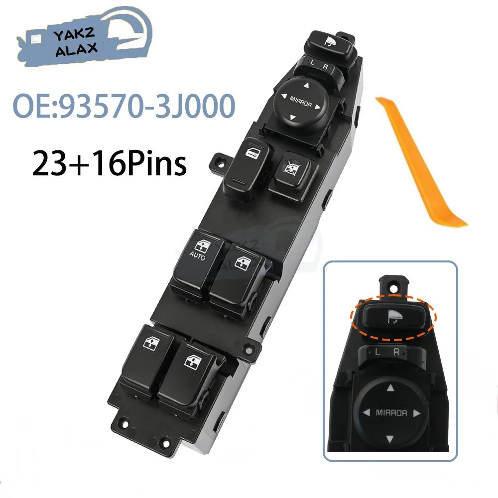 Для Hyundai Veracruz 2007, 2008, 2009, 2010, 2011, 2012, левый главный переключатель стеклоподъемника со стороны водителя 93570-3J000, запасные части
