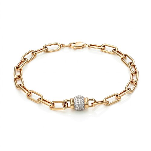 фото Браслет diamant online, красное золото, фианит, длина 19 см., прозрачный