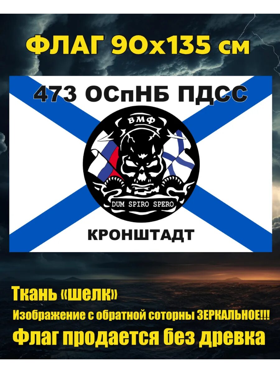 Флаг 473 ОСпНБ пдсс Кронштадт 90х135 см Большой