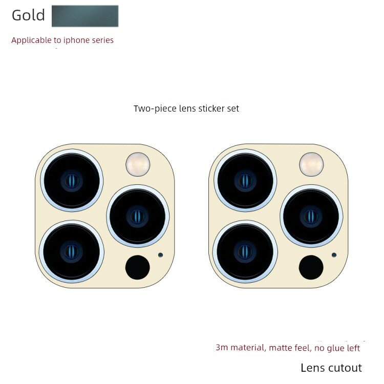 Защитная пленка для объектива камеры iPhone 13 Pro Max, комплект 2 шт, золотой