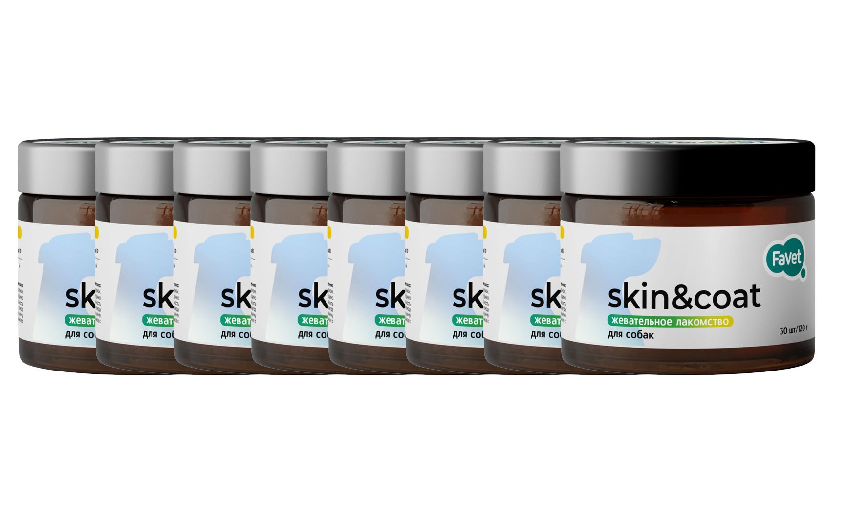 Favet Функциональное лакомство MultivitaminDog Soft Chews для кожи и шерсти для собак, 120г x 8 шт.