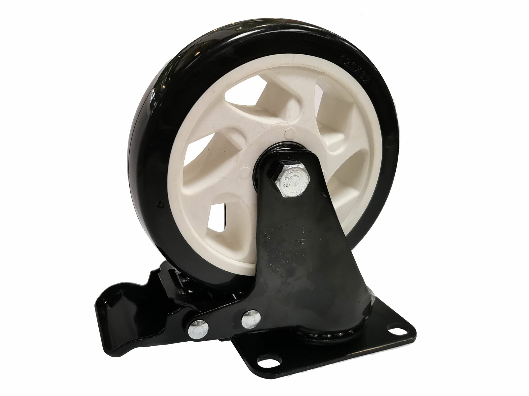 Колесо поворотное MK-3302-PUR-125-F-BK (г/п 150кг, Ф 125мм), крепление платформа с тормозом