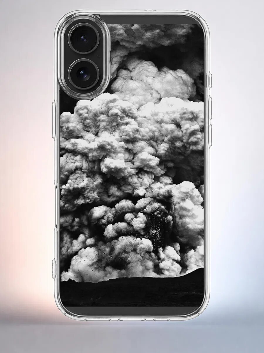 Чехол iPhone 16 вулкан столб дыма силиконовый