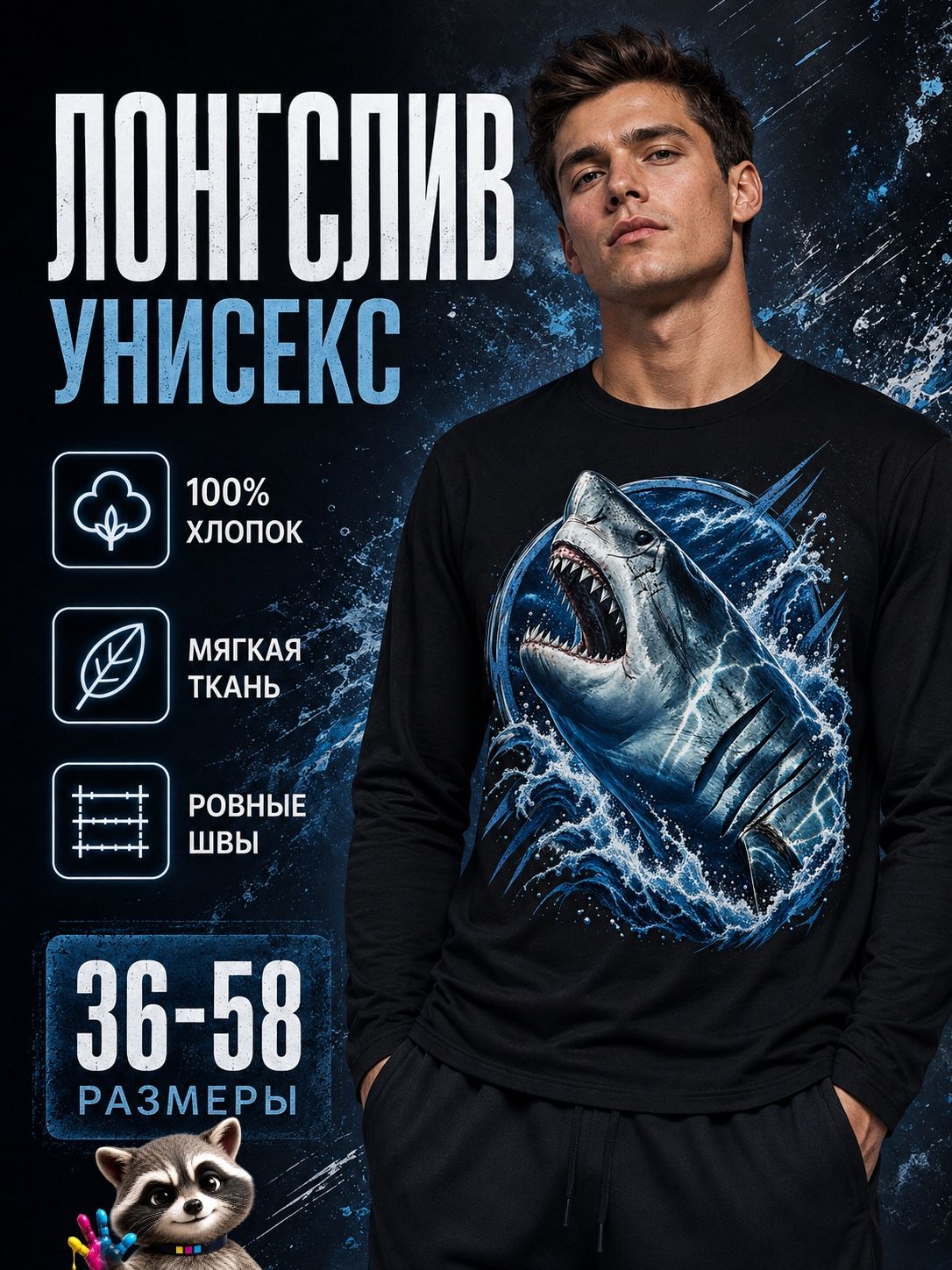Лонгслив Фотокопир Океан, 1 шт.