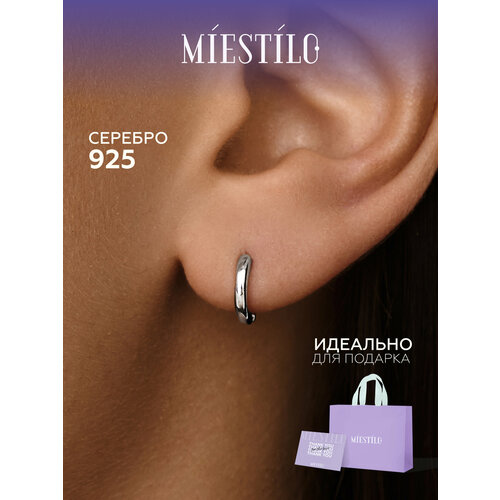 фото Серьги miestilo, серебро, 925 проба, родирование, размер 7 мм, длина 1.8 см, , серебристый