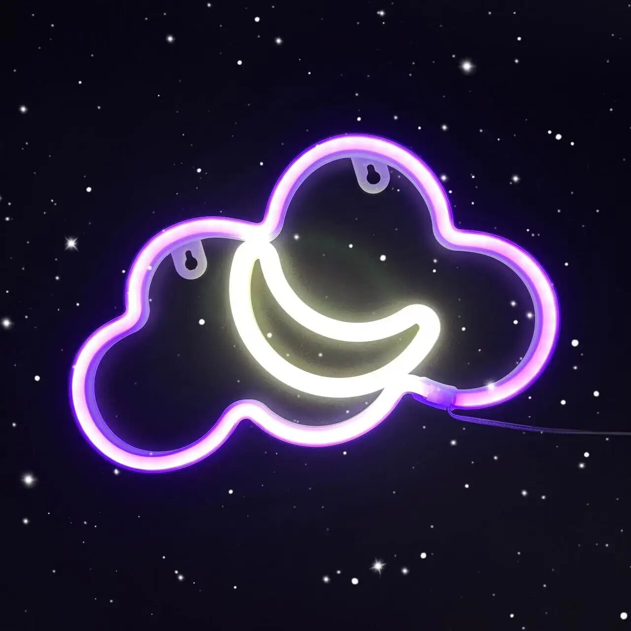 Неоновая вывеска Cloud Moon White Purple
